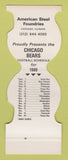 Matchbook Cover - Chicago Bears Football American Steel IL 1980