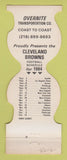 Matchbook Cover - Cleveland Browns Football Overnite Trucking 1984