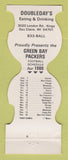 Matchbook Cover - Green Bay Packers Football DoubleDay's Eau Claire WI 1986