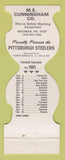 Matchbook Cover - Pittsburgh Steelers Football Mecco Marking Ingomar PA 1981