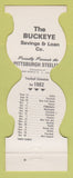 Matchbook Cover - Pittsburgh Steelers Football Buckeye Savings 1982