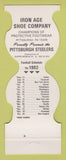Matchbook Cover - Pittsburgh Steelers Football Iron Age Shoes PA 1982