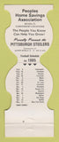 Matchbook Cover - Pittsburgh Steelers Football Peoples Savings 1985