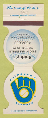 Matchbook Cover - Milwaukee Brewers Baseball Shirley's West Allis WI 1984