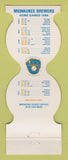 Matchbook Cover - Milwaukee Brewers Baseball Shirley's West Allis WI 1984