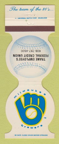 Matchbook Cover - Milwaukee Brewers Baseball Trane Credit Union 1984