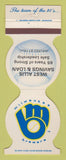 Matchbook Cover - Milwaukee Brewers Baseball West Allis Savings Loan WI 1985