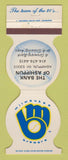 Matchbook Cover - Milwaukee Brewers Baseball Ashippun WI Bank 1985