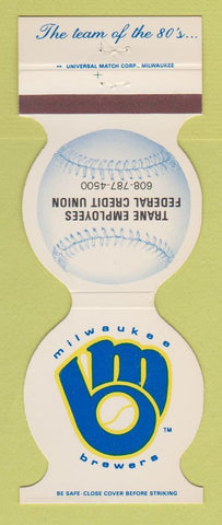 Matchbook Cover - Milwaukee Brewers Baseball Trane Credit Union 1985