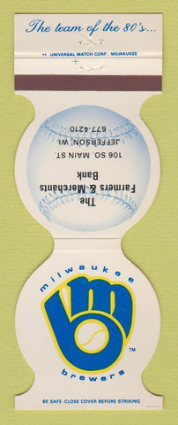 Matchbook Cover - Milwaukee Brewers Baseball Farmers Bank Jefferson WI 1985