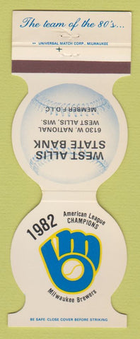 Matchbook Cover - Milwaukee Brewers Baseball West Allis State Bank WI 1983