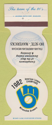 Matchbook Cover - Milwaukee Brewers Baseball Ho Sete Mavericks 1983