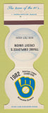 Matchbook Cover - Milwaukee Brewers Baseball Trane Credit Union 1983