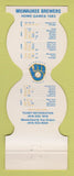 Matchbook Cover - Milwaukee Brewers Baseball Trane Credit Union 1983