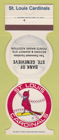 Matchbook Cover - St Louis Cardinals Baseball Ste Genevieve MO Bank 1982