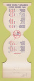 Matchbook Cover - New York Yankees Baseball 1980