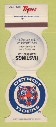 Matchbook Cover - Detroit Tigers Baseball Hastings Savings MI Lake Odessa 1983