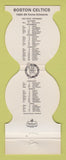 Matchbook Cover - Boston Celtics Basketball Adams COOP Bank MA 1984