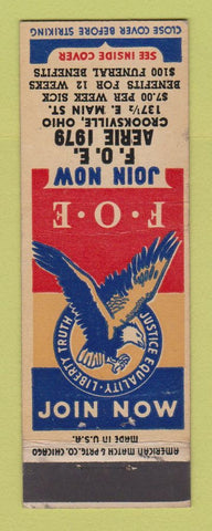 Matchbook Cover - Eagles Club Crooksville OH