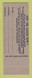 Matchbook Cover - Eagles Club Fitchburg MA
