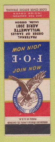 Matchbook Cover - Eagles Club Williamette Salem OR