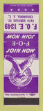Matchbook Cover - Eagles Club Columbia SC