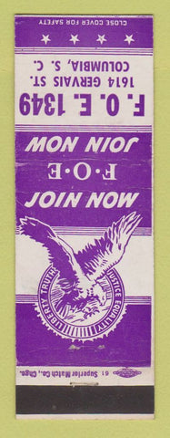 Matchbook Cover - Eagles Club Columbia SC