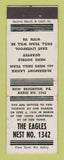 Matchbook Cover - Eagles Club New Brighton PA WEAR