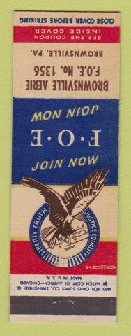 Matchbook Cover - Eagles Club Brownsville PA