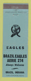 Matchbook Cover - Eagles Club Brazil IN