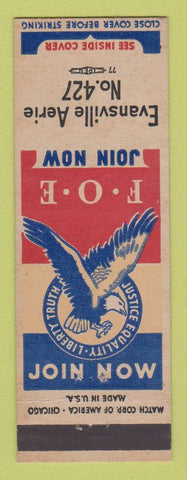 Matchbook Cover - Eagles Club Evansville