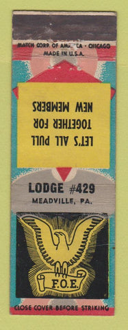 Matchbook Cover - Eagles Club Meadville PA