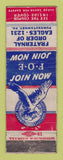 Matchbook Cover - Eagles Club Punxsutawney PA WORN