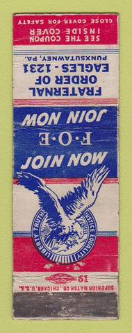 Matchbook Cover - Eagles Club Punxsutawney PA WORN