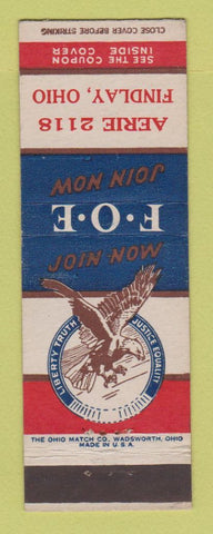 Matchbook Cover - Eagles Club Findlay OH