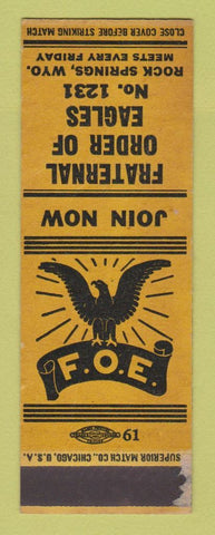 Matchbook Cover - Eagles Club Rock Springs WY SAMPLE WORN