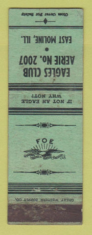 Matchbook Cover - Eagles Club East Moline IL WORN