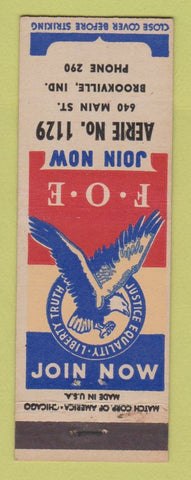 Matchbook Cover - Eagles Club Brookville IN