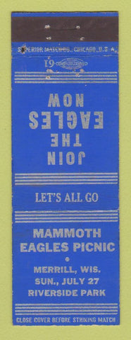 Matchbook Cover - Eagles Club Mammoth Picknick Merrill WI