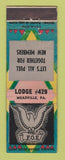 Matchbook Cover - Eagles Club Meadville PA