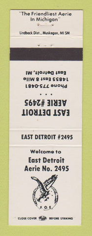 Matchbook Cover - Eagles Club East Detroit MI