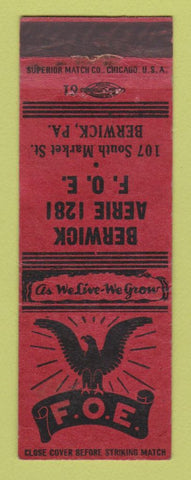 Matchbook Cover - Eagles Club Berwick PA