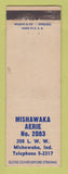 Matchbook Cover - Eagles Club Mishawaka IN