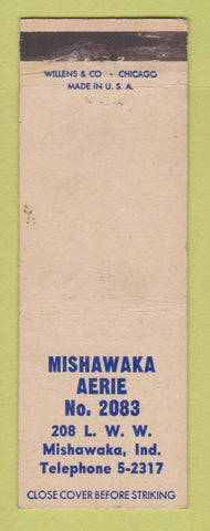 Matchbook Cover - Eagles Club Mishawaka IN