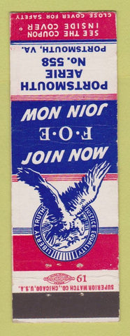 Matchbook Cover - Eagles Club Portsmouth VA