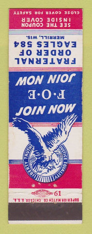 Matchbook Cover - Eagles Club Merrill WI