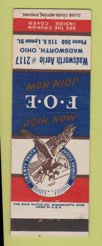 Matchbook Cover - Eagles Club Wadsworth OH