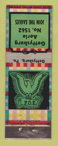 Matchbook Cover - Eagles Club Gettysburg PA WEAR