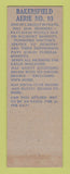 Matchbook Cover - Eagles Club Bakersfield CA