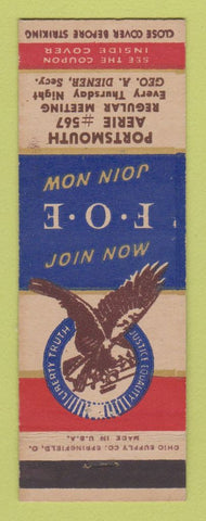 Matchbook Cover - Eagles Club Portsmouth VA